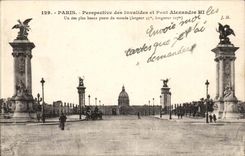 Paris CPA View of Invalides and bridge Alexandre III
