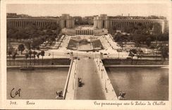 Paris CPA Panoramic View towards the palate of Chaillot