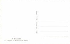Biarritz CPA La tempete au rocher de la vierge