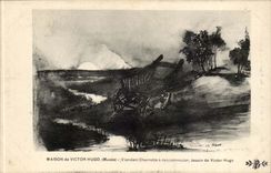 CPA Maison de Victor Hugo Place des Vosges Place des Vosges Charrette a raccommoder (dessin de Hugo)