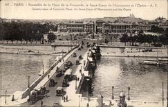 Paris CPA Ensemble de la Place de la Concorde le SAcre Coeur et l'Opera