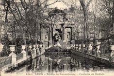 Paris CPA Garden of Luxembourg Fountain of Medicis