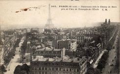 Paris CPA Panorama towards the Field of March taken of Arc de Triomphe of star