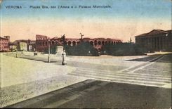 Italy Italia Verona Piazza Bra idiot the Municipal arena E it palazzo