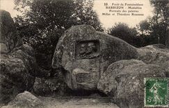 Drill of Fontainebleau Barbizon Medallion Portraits of the painters Millet and Rousseau Theodore