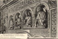 CPA Abbey of the Benedictines of Solesmes famous sculptures four chaplains