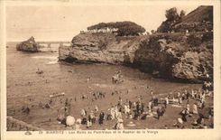 Biarritz CPA Les bains au port Vieux et le rocher de la vierge