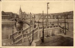 Belgie Belgium Liege CPA Footbridge and the Post office