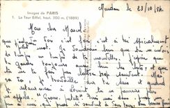 Paris CPA the Eiffel Tower