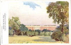 The United Kingdom Hampton Court De luxe hotel View from the South CPA