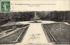 Saint Germain in Bush hammer CPA the English garden the drill and the road of Loges Seen from of the castle