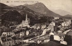 Lourdes CPA the basilica and the road of Pau