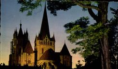 Suisse Lausanne CPA La cathedrale illuminee