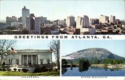 The United States Georgia MODERN CARD Greetings from Atlanta Cyclorama Stone Mountain