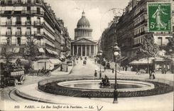 Paris CPA the street Soufflot and the Pantheon