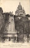 Paris CPA Basilique du Sacre Coeur et le nouveau funiculaire inaugure en 1933 (Montmatre)