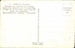 Abbeville CPA Monument of the knight of the Bar torture victim has Abbeville on July 1st 1766 St Quentin