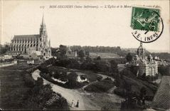 Surroundings of Rouen CPA Bonsecours Church and monument of Jeanne d' Arc