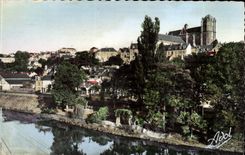 Left Mans MODERN CARD Bank of the Sarthe Roman Ruins gallo and gardens