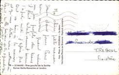 Links bemannt MODERNE KARTE Bank der Sarthe-romischen Ruinen Gallo und der Garten