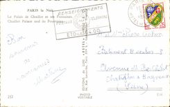 Paris the night MODERN CARD the palate of Chaillot and its fountains