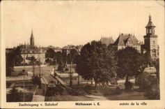 Muelhausen - Stadteingang und Bahnhof Entering of the City - CPA