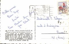 Le Puy en Velay - Statur Coossal de Notre Dame de France et de Monseigneur Morthon - CPA