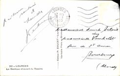 Lourdes - the basilica and in front of Rosary - CPA