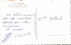 Mans - Monument of Wilbur Wright and the Cathedral St Julien - CPA