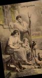 Fantaisie Couple - La Vie Heureuse - Chien - poule - enfant - CPA 