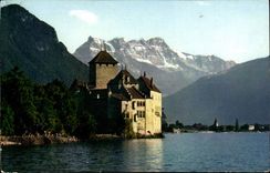 Suisse CPA Lac Leman Le chateau de Chillon et les dents du midi