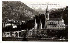 Lourdes CPA the basilica and mountains