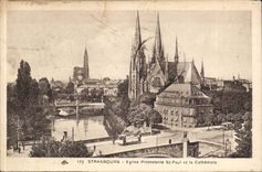 Strasbourg CPA Protestant Church St Paul and the cathedral