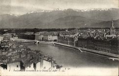 Panorama of Grenoble of the cahine of the Alps