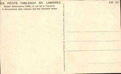 Langres - Small Tables of Langres - House Renaissance and street of the Small tower - CPA