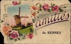 Rennes - Amities de Rennes - Souvenir - Moulin windmill - CPA 