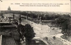 Paris 7 - Panorama taken worm the Bridge Alexandre III and Invalides - CPA