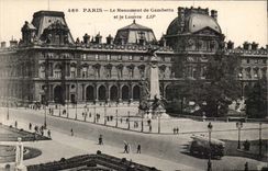 Paris - 1 - das Denkmal von Gambetta und von Louvre - - CPA