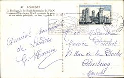 Lourdes - the Basilica basiic the sousterraine Black and white St X - CPA