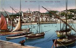 Menton CPA the port Old city the quay (boats)