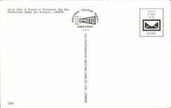 The United Kingdom London London MODERN CARD Aerila view off Covers off Parliament Big Ben Westminster abbey