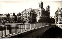 Besancon les Bains MODERN CARD the beating bridge and the church of the Madeleine
