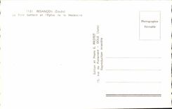 Besancon les Bains MODERN CARD the beating bridge and the church of the Madeleine