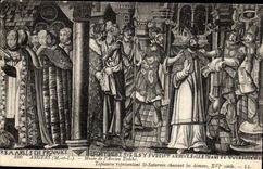 Angers CPA Museum of old the eveche Tapestry representing St Saturnin driving out the demons 16th