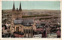 Angers CPA Panorama with overall picture of the cathedral St Maurice and prospect towards Maine and the hospital