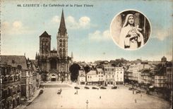 Lisieux CPA the cathedral and the Thiers place