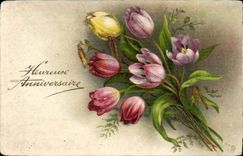 CPA Happy Fantasy birthday Flowers