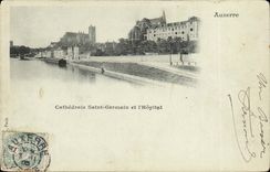 Auxerre CPA Cathedral Saint Germain and the hospital
