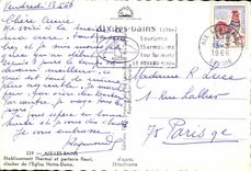 Aix les Bains MODERN CARD Hydropathic establishment and floor flowered bell-tower of the church Our Lady