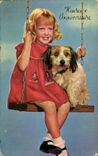 MODERN CARD Happy birthday Dog child